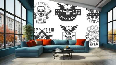 Outlaw Street Criminal Retro Labels Set, Welcome to the Ghetto Black Badges Vector Illustration Wall mural