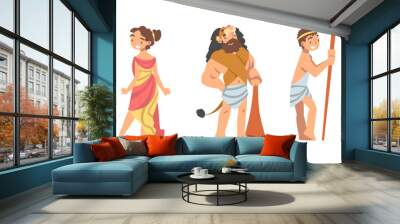 Set of ancient Greek people in traditional clothes cartoon vector illustration Wall mural