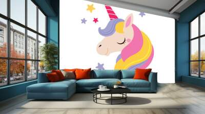 Unicorn with Twisted Horn as Fairy Tale Character Vector Illustration Wall mural