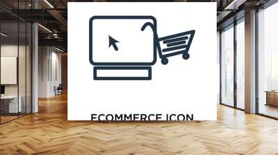 Ecommerce icon vector isolated on white background, Ecommerce sign , thin symbol or stroke element design in outline style Wall mural