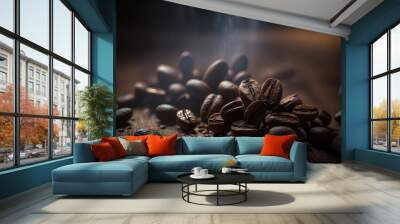 coffee beans isolated on a table bokeh, generative artificial intelligence, generative artificial intelligence  Wall mural