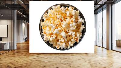 popcorn in a bowl whit salt caramel, Transparent background. generative AI Wall mural