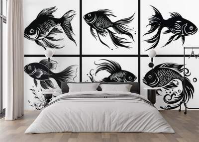 Fish Vector Set Collection isolated on white background. Fish illustration. Wall mural