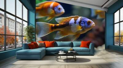 Stunning Colourful African Lake Malawi Cichlids Wall mural