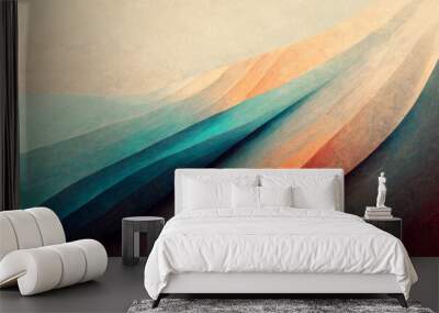 Smooth waves with light texture in soft pastel colors. Abstract and calming artwork. Wall mural