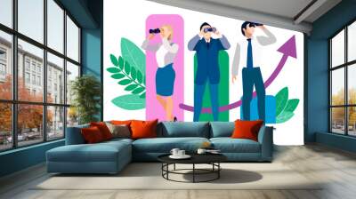 Metaphor of employee search, people search in minimalist style. Cartoon raster Wall mural