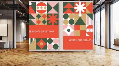 Set of geometric tile Christmas background designs. Applicable to greeting card, poster, flyer, web banner, etc. Wall mural