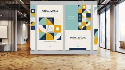 Set of social media stories templates with abstract geometric design elements. Vertical rectangle layout design for social media story, vertical video, web banner, business card, etc. Wall mural