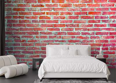 Old vintage retro style rusty red bricks wall for abstract brick background and texture. Wall mural