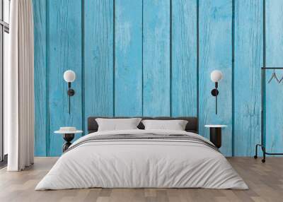 background of old retro blue vintage aged Wooden texture Wall mural