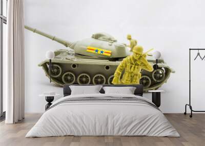 Toy soldier with radio and behind is a tank Wall mural