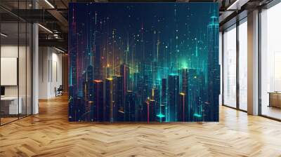 a dark background full of lines that are colorful in th beb830cc-b2c1-4714-83a6-9a789093e7e0 Wall mural