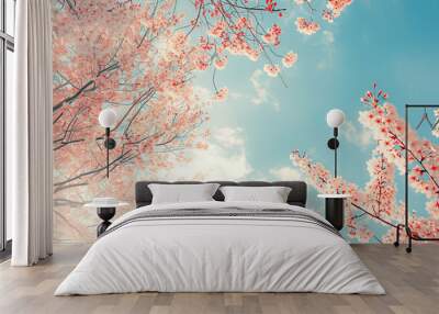 blossoming cherry trees stock photo white background in 3dffd896-9e74-476d-b05f-db3492a4e966 Wall mural