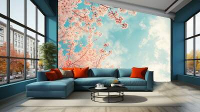 blossoming cherry trees stock photo white background in b810d5f7-fd7a-442e-a7f4-5a9458af93b8 Wall mural