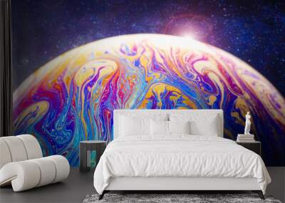 Colorful planet in deep space Wall mural