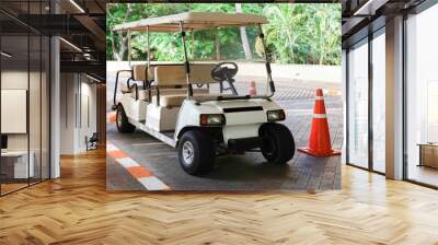 A small electric carts for transportation to customers within the golf resort Wall mural