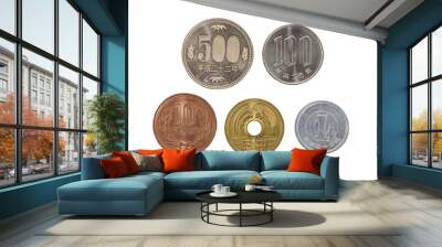 All type of Japanese yen currency coin isolated Wall mural