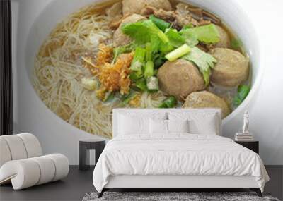 asian food beef and meat ball noodle soup Wall mural