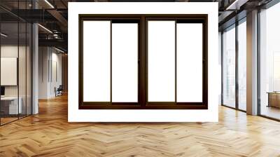 Black sliding wood window frame isolated on a white background Wall mural