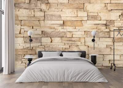 Brown stone tile wall texture and background Wall mural