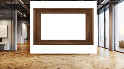 Brown wooden picture frame  isolated on a white background Wall mural