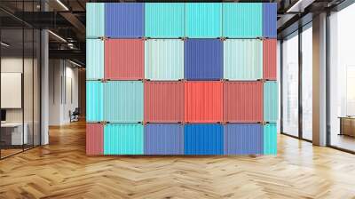 Colorful stack of container shipping at dockyard Wall mural