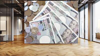 Japanese YEN note and coins Wall mural