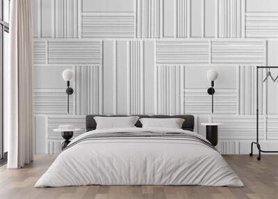 Modern white stone wall with stripes texture and seamless background Wall mural