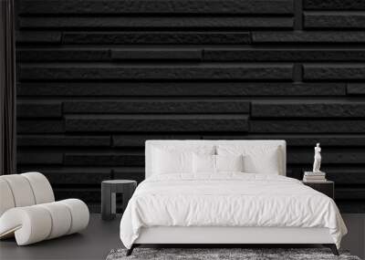 Panorama of Black modern stone wall texture and background Wall mural