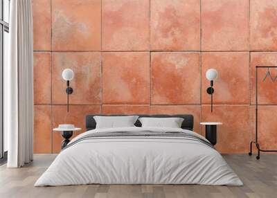 Panorama of brown terra cotta floor tiles outside the building pattern and background seamless Wall mural