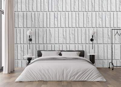 Panorama of Modern white stone tile wall pattern and seamless background Wall mural