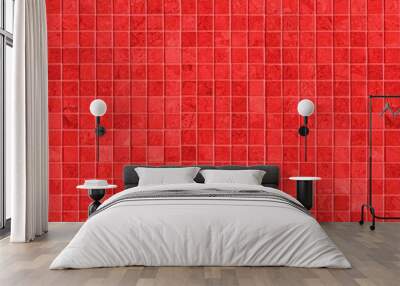 Panorama of Vintage red mosaic kitchen wall pattern and background seamless Wall mural