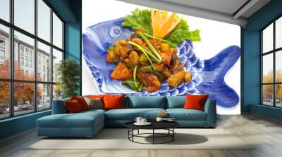 sweet and sour sauce fried with fish Wall mural