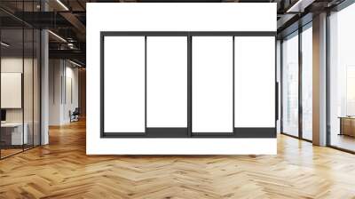 Vintage black metal window frame isolaed on a white background Wall mural