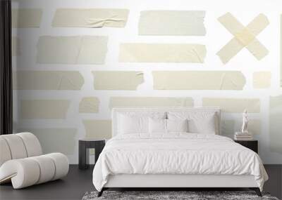 Close up of adhesive tape wrinkle set on white background Wall mural