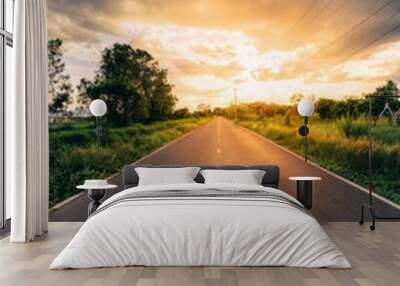 road and sunset in chiang mai, thailand. Wall mural