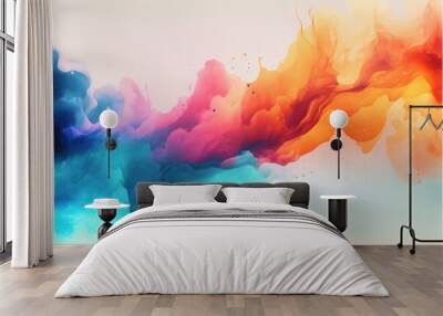 Clean minimal watercolor background with abstract shapes and pastel colors in contrast, paint splash, - Generative AI illustration Wall mural