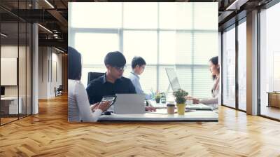 Asian people working in office Wall mural