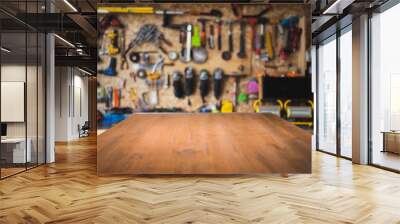 Table with tools as a background Wall mural