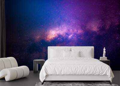 Star milky way galaxy on night sky background, stars light and bright beauty on skyscape, milky way for creative graphic photo design  Wall mural