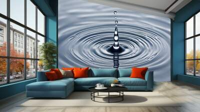 A water splash creating a circular ripple effect captured in vivid detail against a serene background, Ai Generated Wall mural