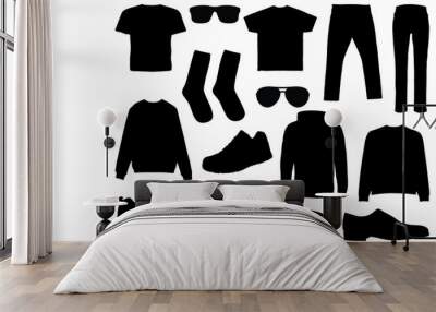 Set of men's clothes silhouette vector art Wall mural