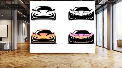 Sports car logo icon set on white background. Premium motor vehicle dealership emblems. Auto silhouette garage symbols. Vector illustration Wall mural