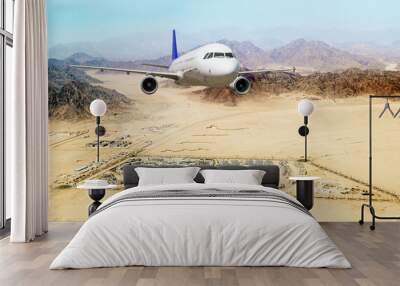 passenger airliner took off over the egyptian resort of sharm el Wall mural