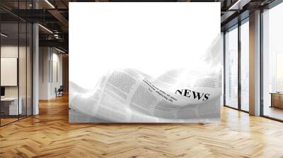 Abstract newspaper in a fluid shape, 3d rendering Wall mural