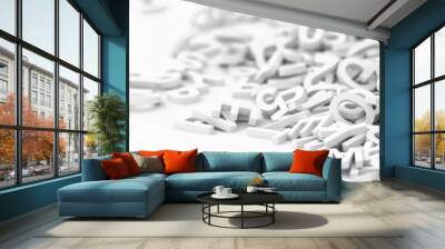 Infinite letters and numbers background, 3d rendering Wall mural