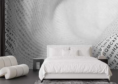 Random letters on an abstract white surface, original 3d rendering Wall mural