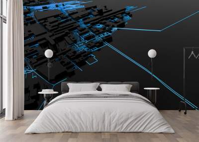 techno mega city; urban and futuristic technology concepts, original 3d rendering Wall mural