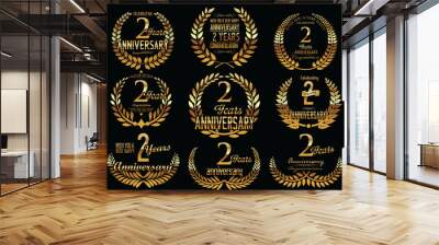 anniversary golden laurel wreath retro vintage collection 2 years Wall mural