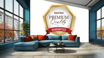 Best Quality golden badge isolated on white background   Wall mural